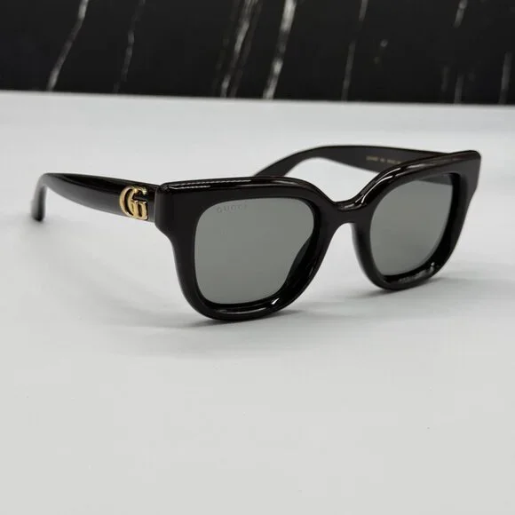 NEW GG1828S 004 GUCCI SHINY SOLID BROWN WOMEN GUCCI SUNGLASSES